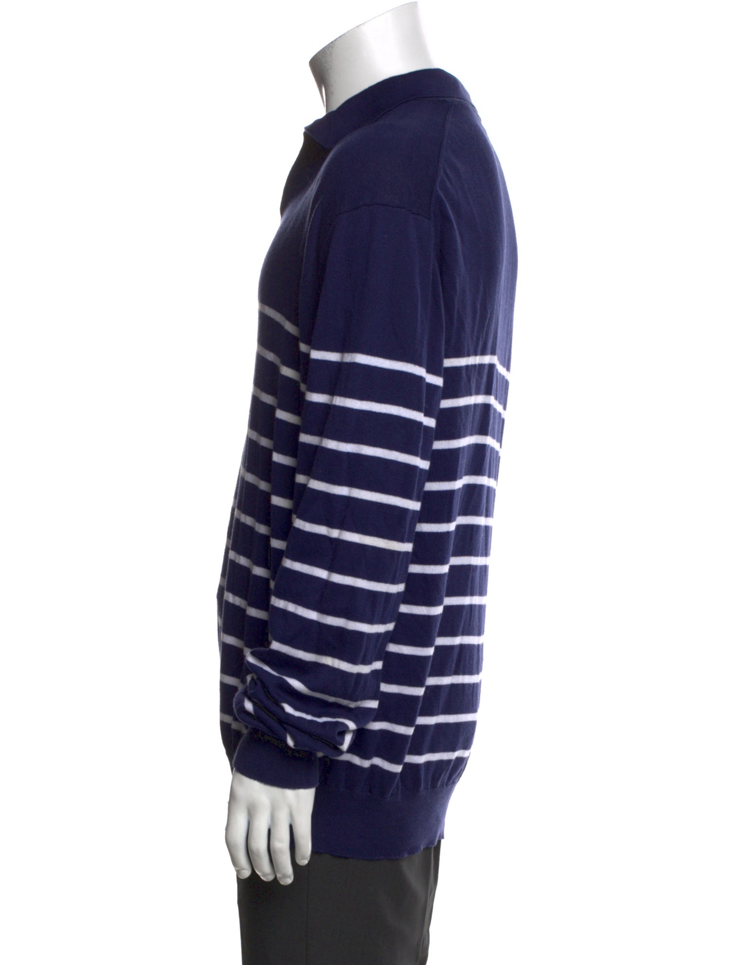 Luciano Barbera Striped V-Neck Polo Sweater