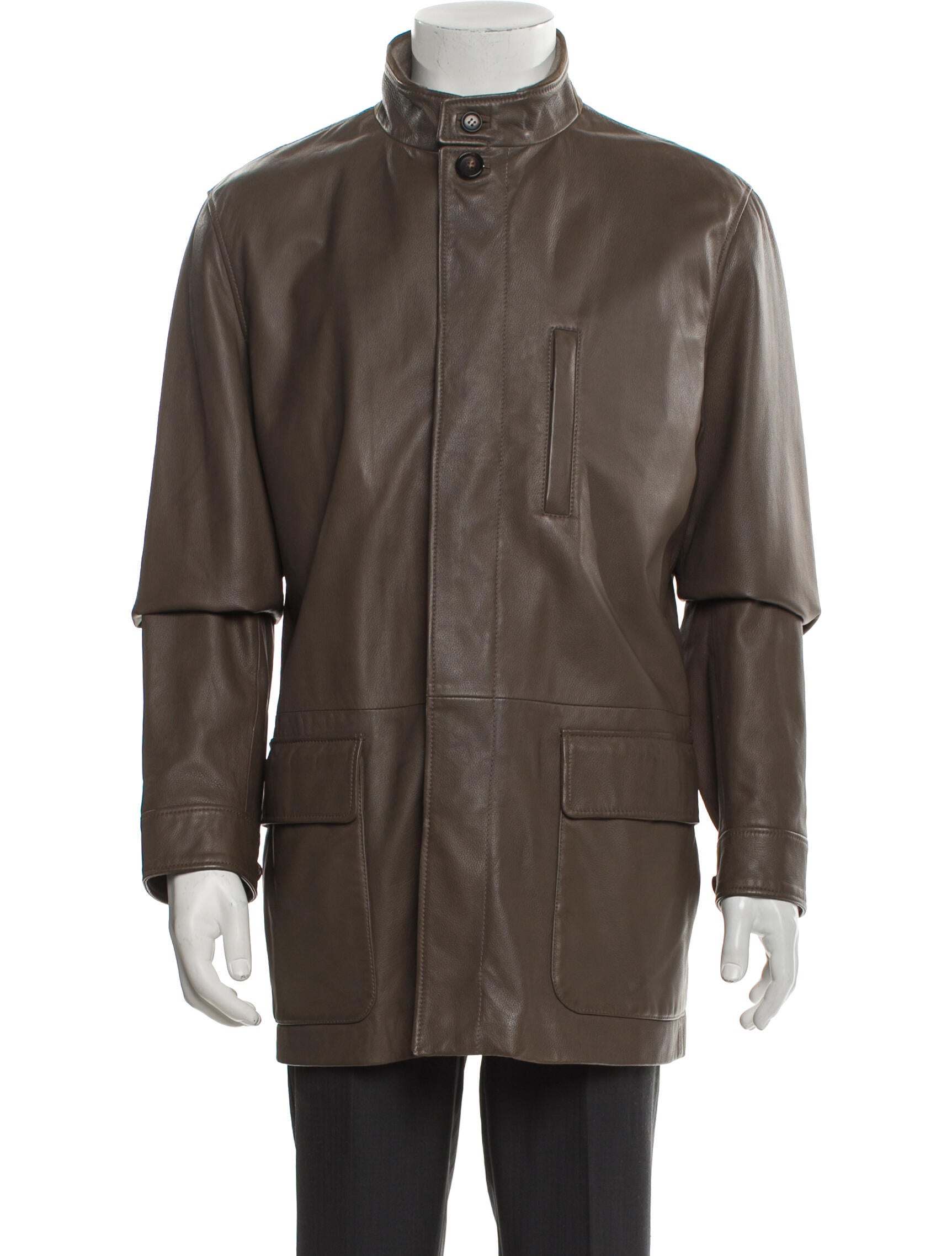 Luciano Barbera Leather Utility Jacket