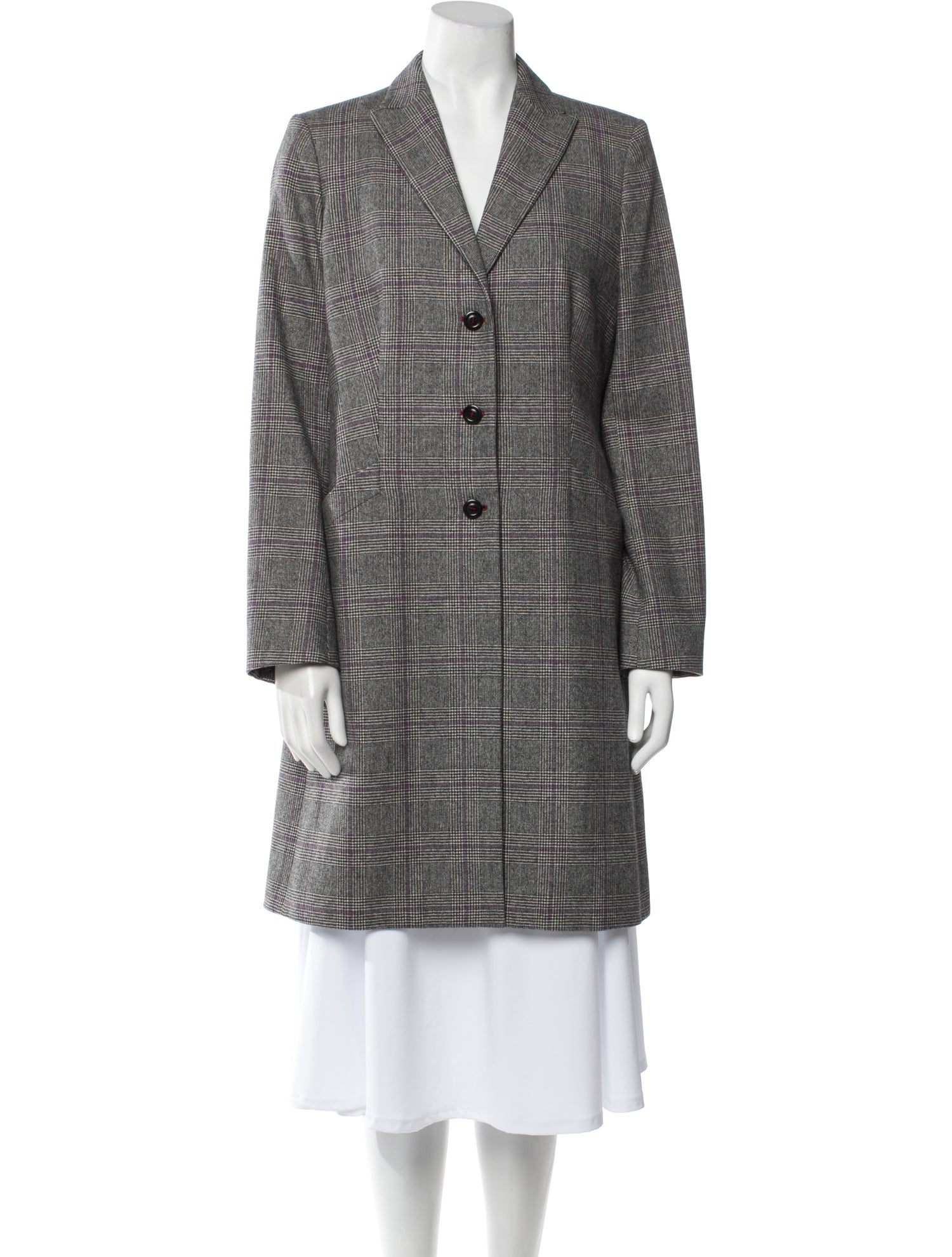 Luciano Barbera Wool Plaid Print Peacoat