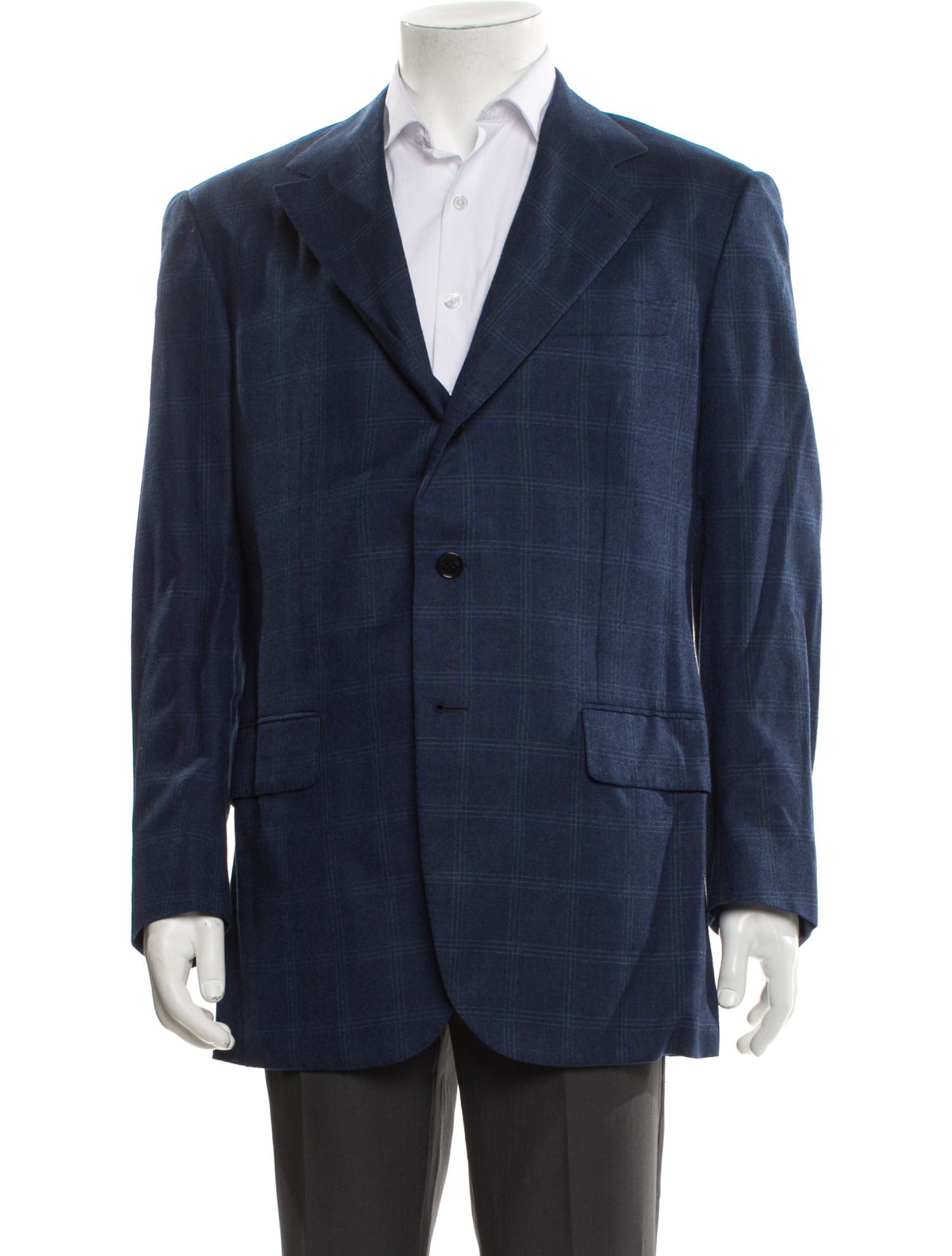 Luciano Barbera Wool Plaid Print Blazer