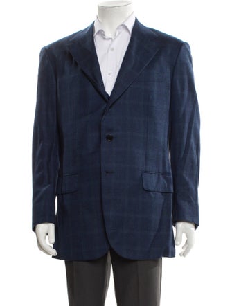Luciano Barbera Wool Plaid Print Blazer