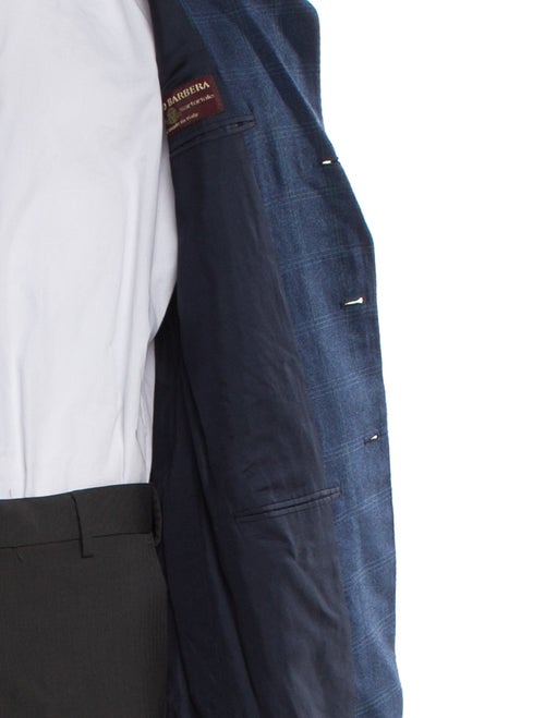 Luciano Barbera Wool Plaid Print Blazer