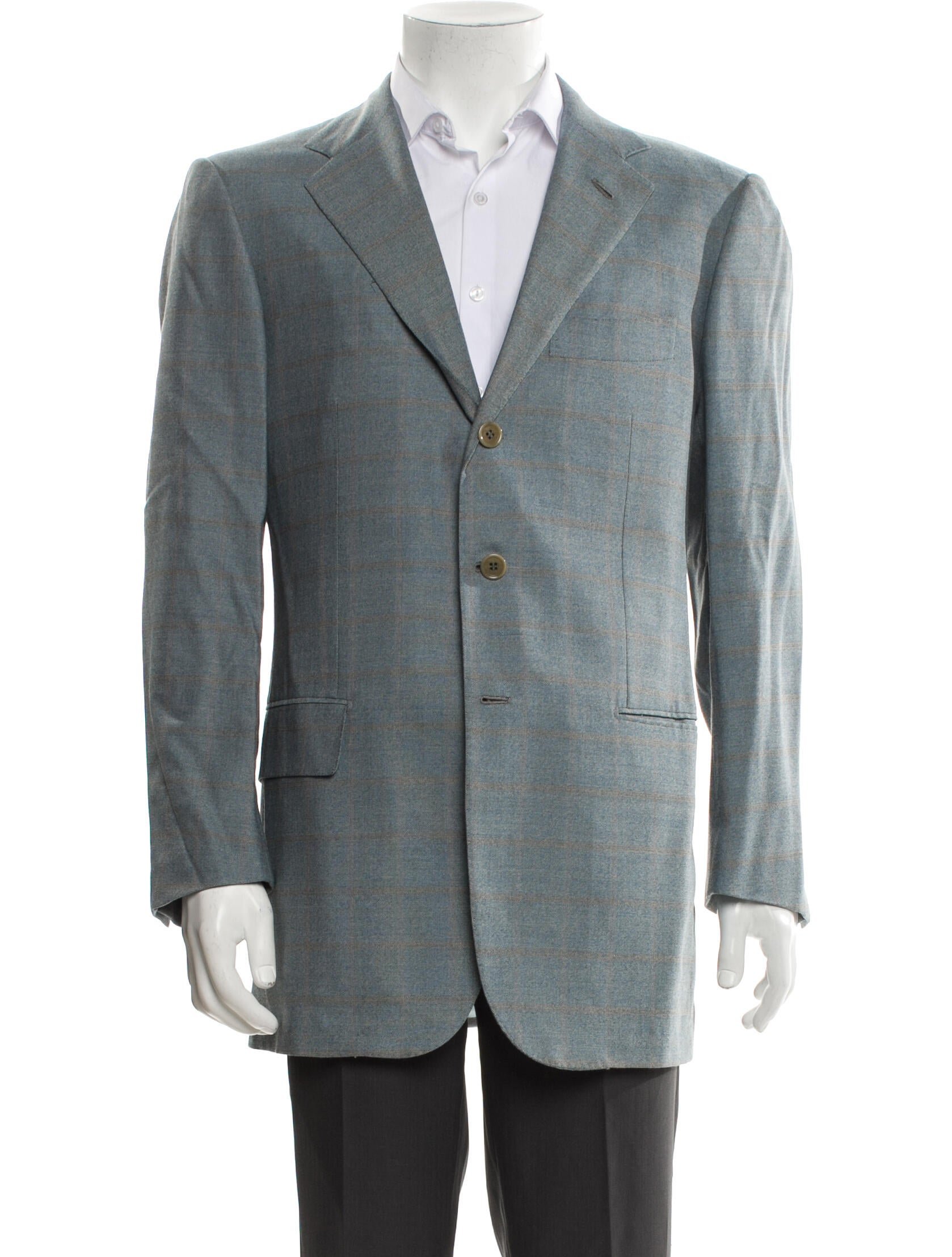 Luciano Barbera Wool Plaid Print Blazer