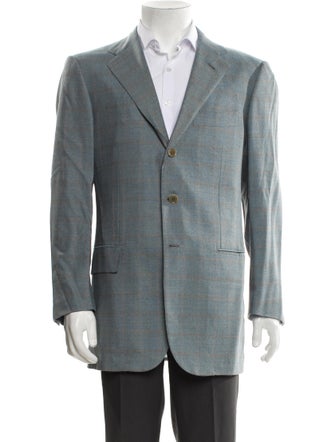 Luciano Barbera Wool Plaid Print Blazer
