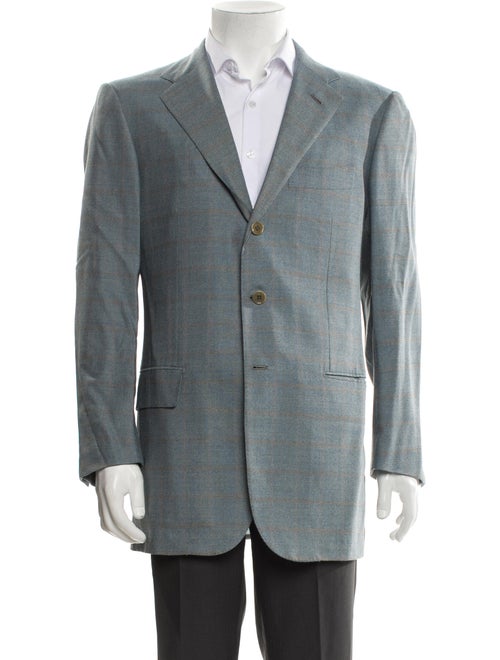 Luciano Barbera Wool Plaid Print Blazer