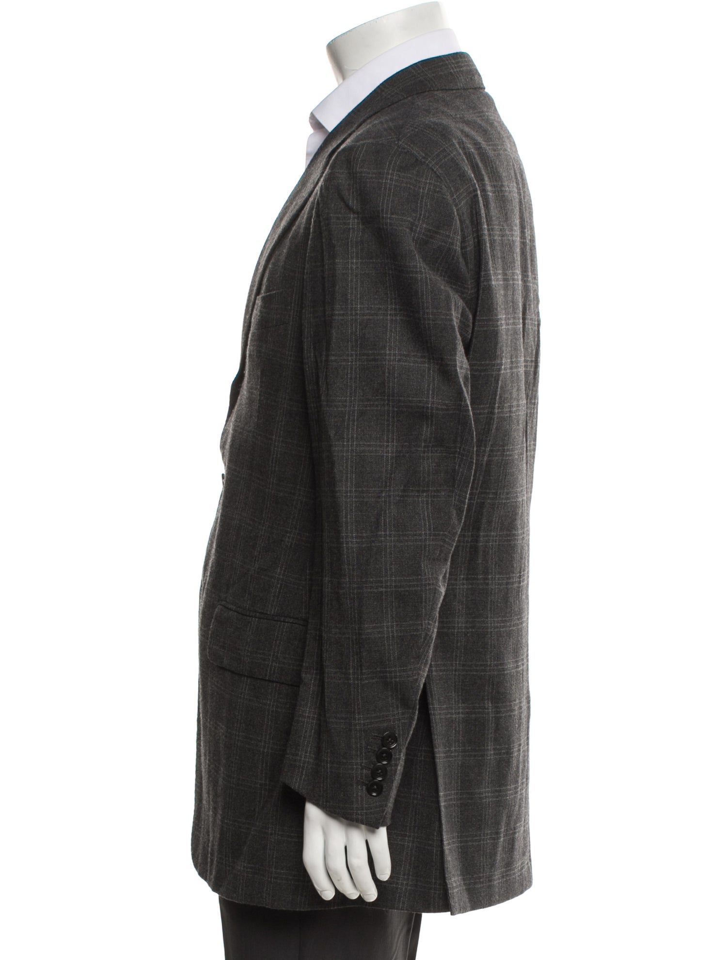 Luciano Barbera Wool Plaid Print Two-Piece Blazer