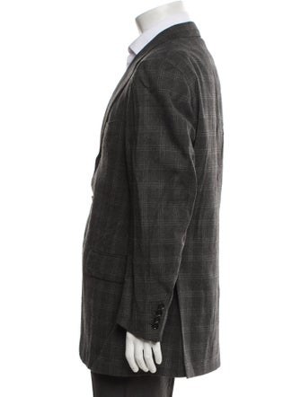 Luciano Barbera Wool Plaid Print Two-Piece Blazer