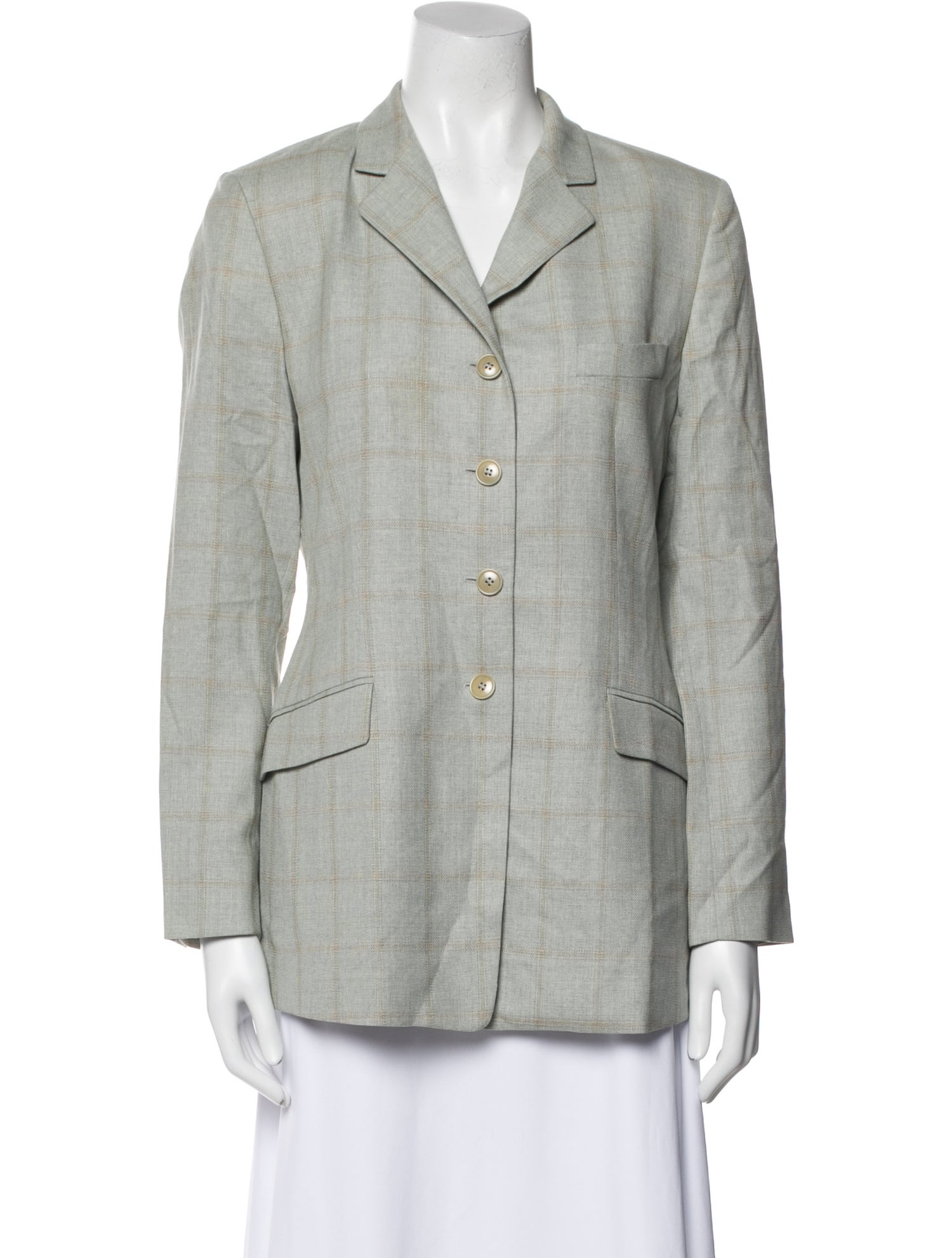 Luciano Barbera Wool Plaid Print Blazer