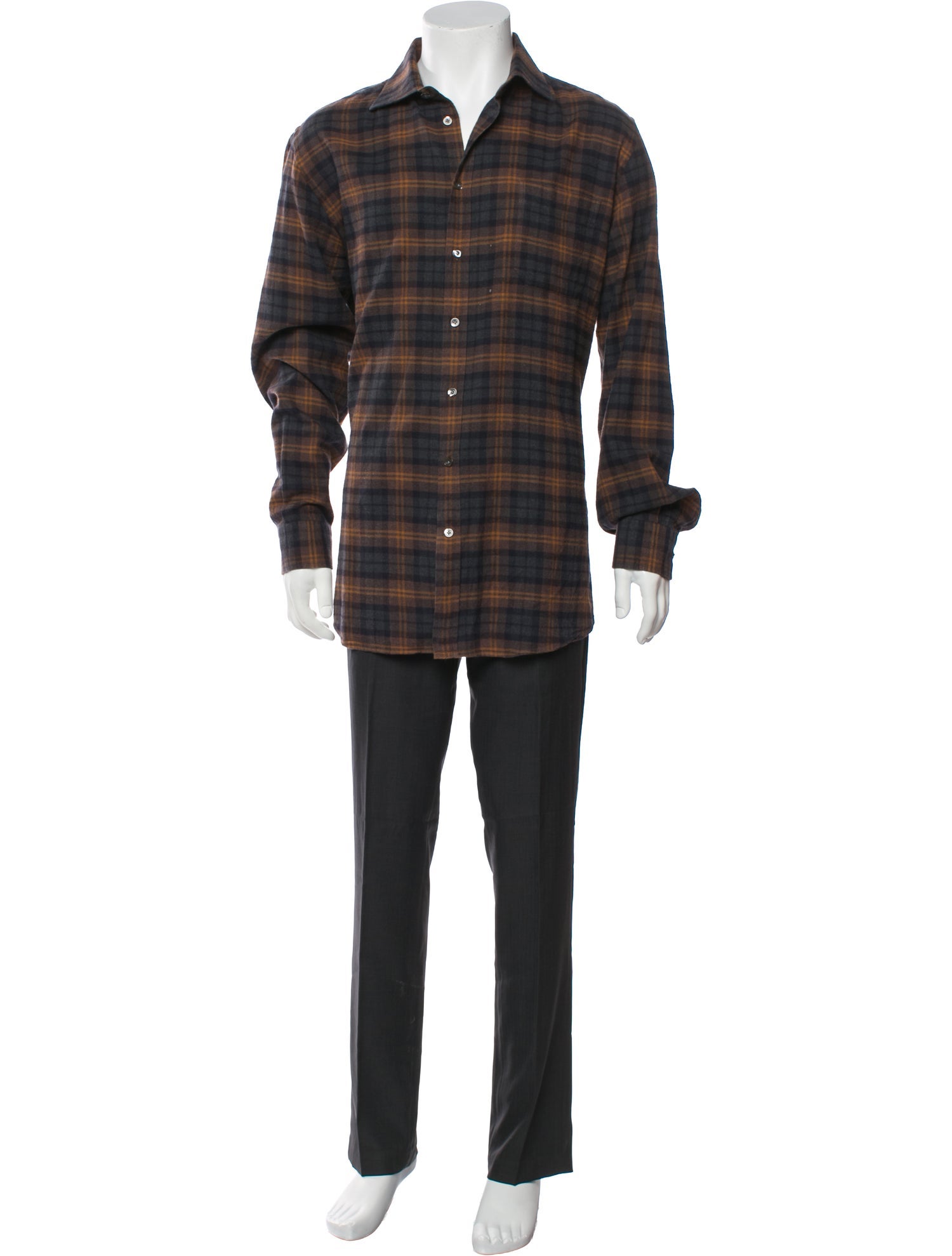 Luciano Barbera Plaid Print Long Sleeve Shirt