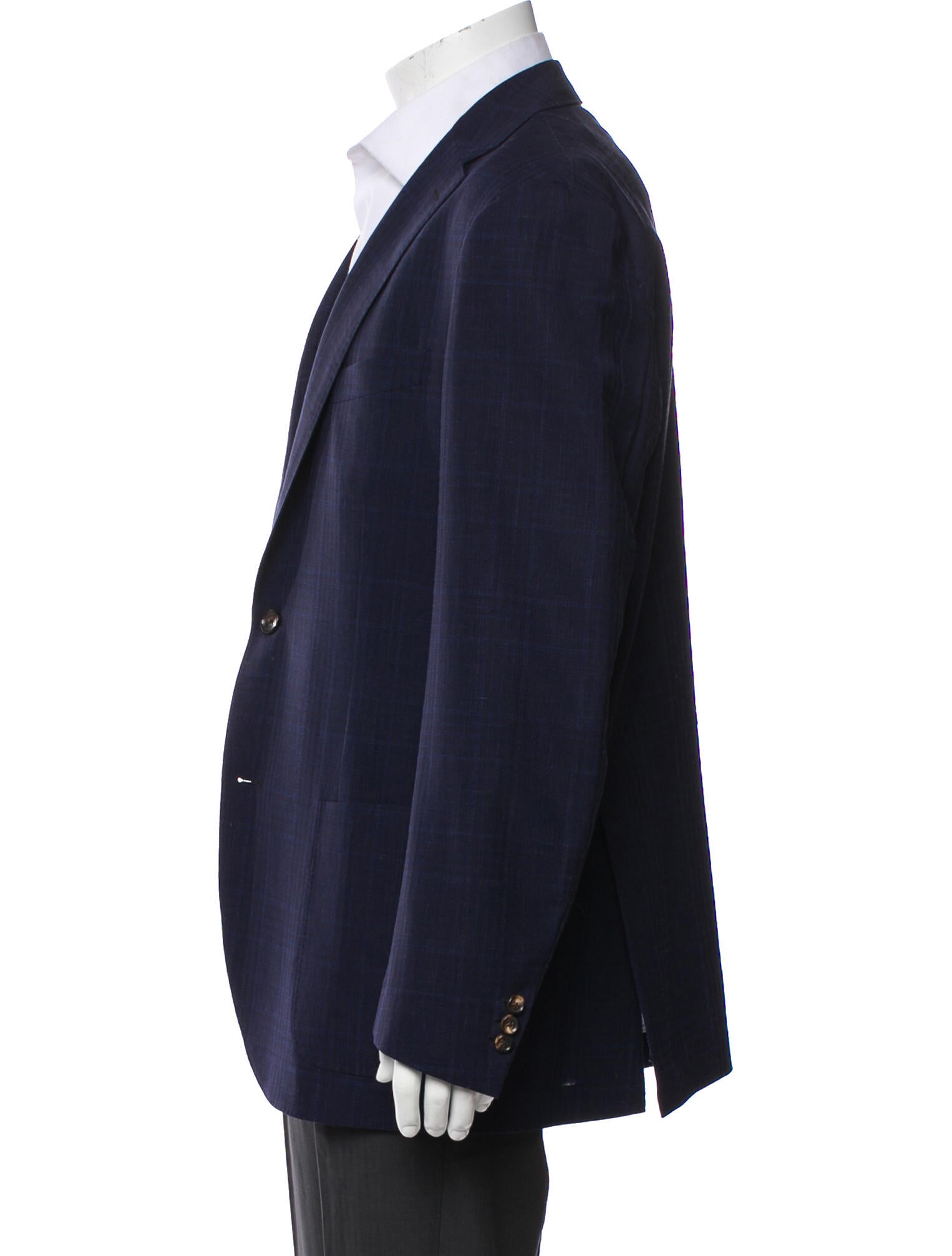 Luciano Barbera Wool Plaid Print Blazer