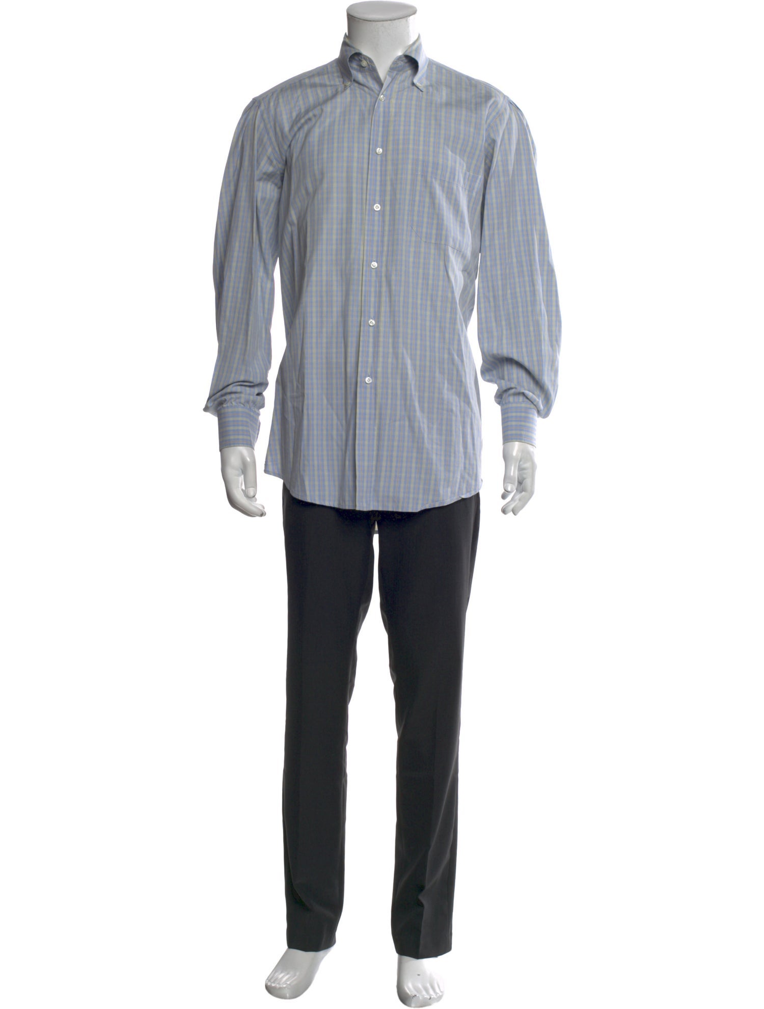 Luciano Barbera Plaid Print Long Sleeve Dress Shirt