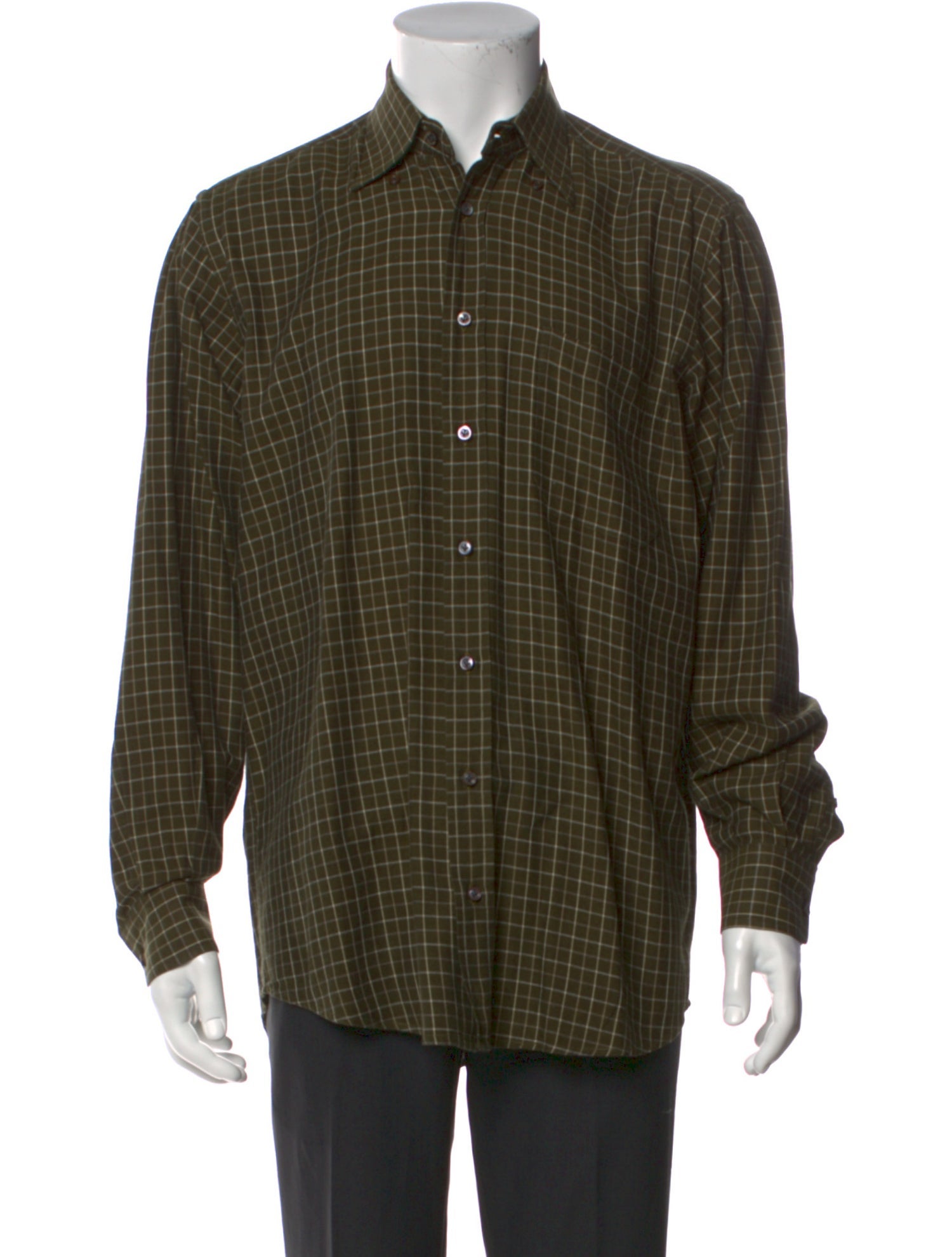 Luciano Barbera Plaid Print Long Sleeve Dress Shirt