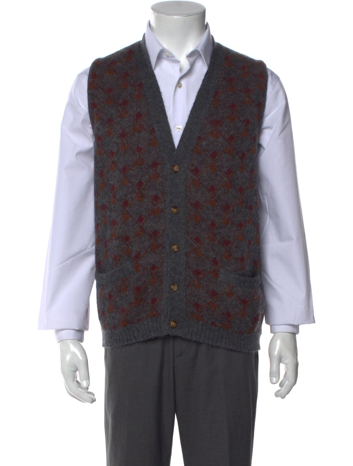 Luciano Barbera Wool Printed Sweater Vest