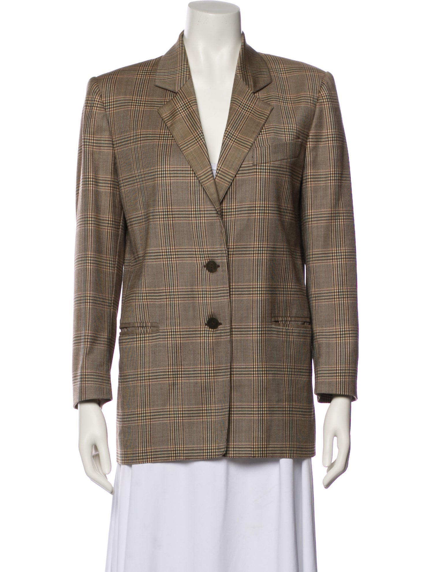 Luciano Barbera Wool Plaid Print Blazer
