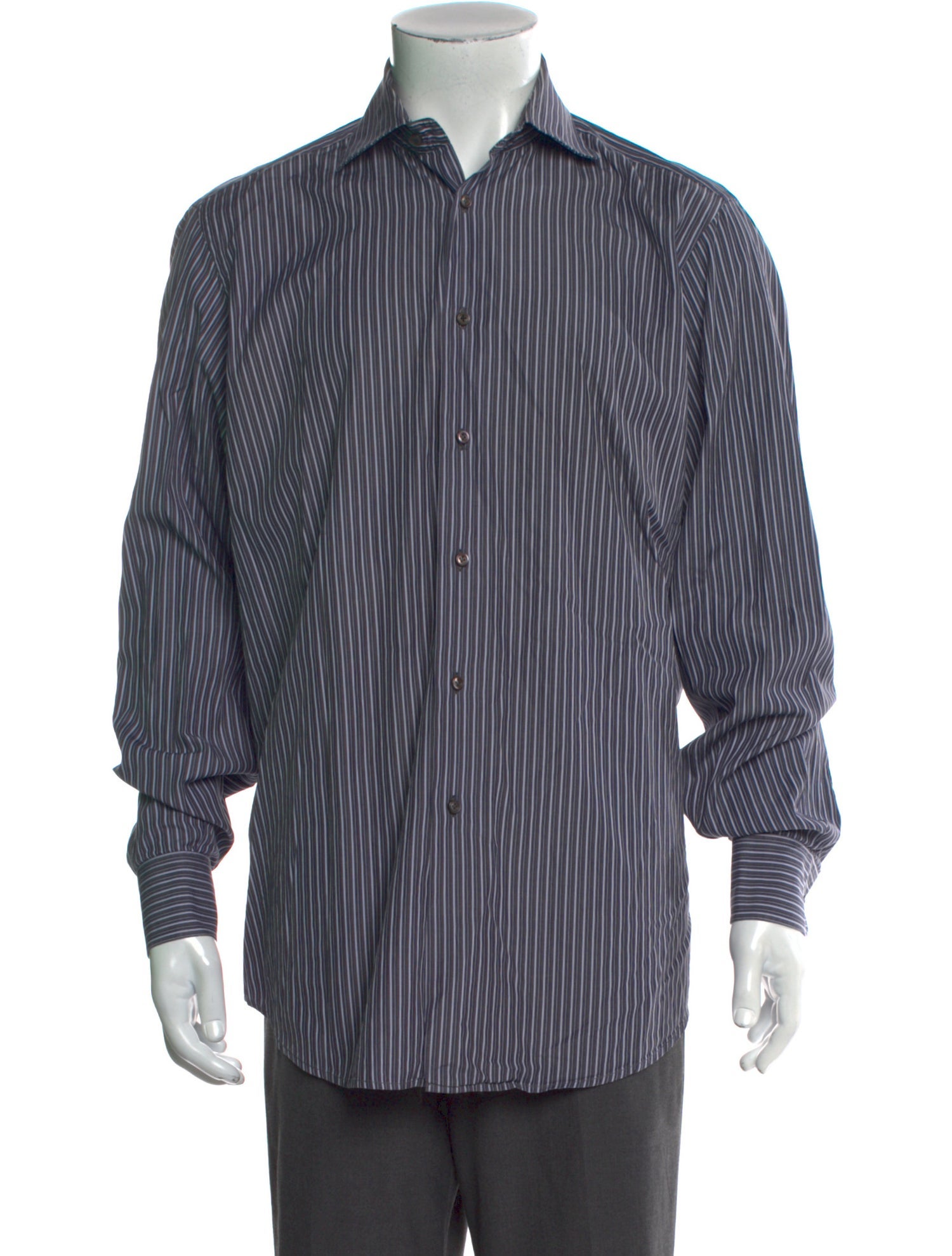 Luciano Barbera Striped Long Sleeve Dress Shirt