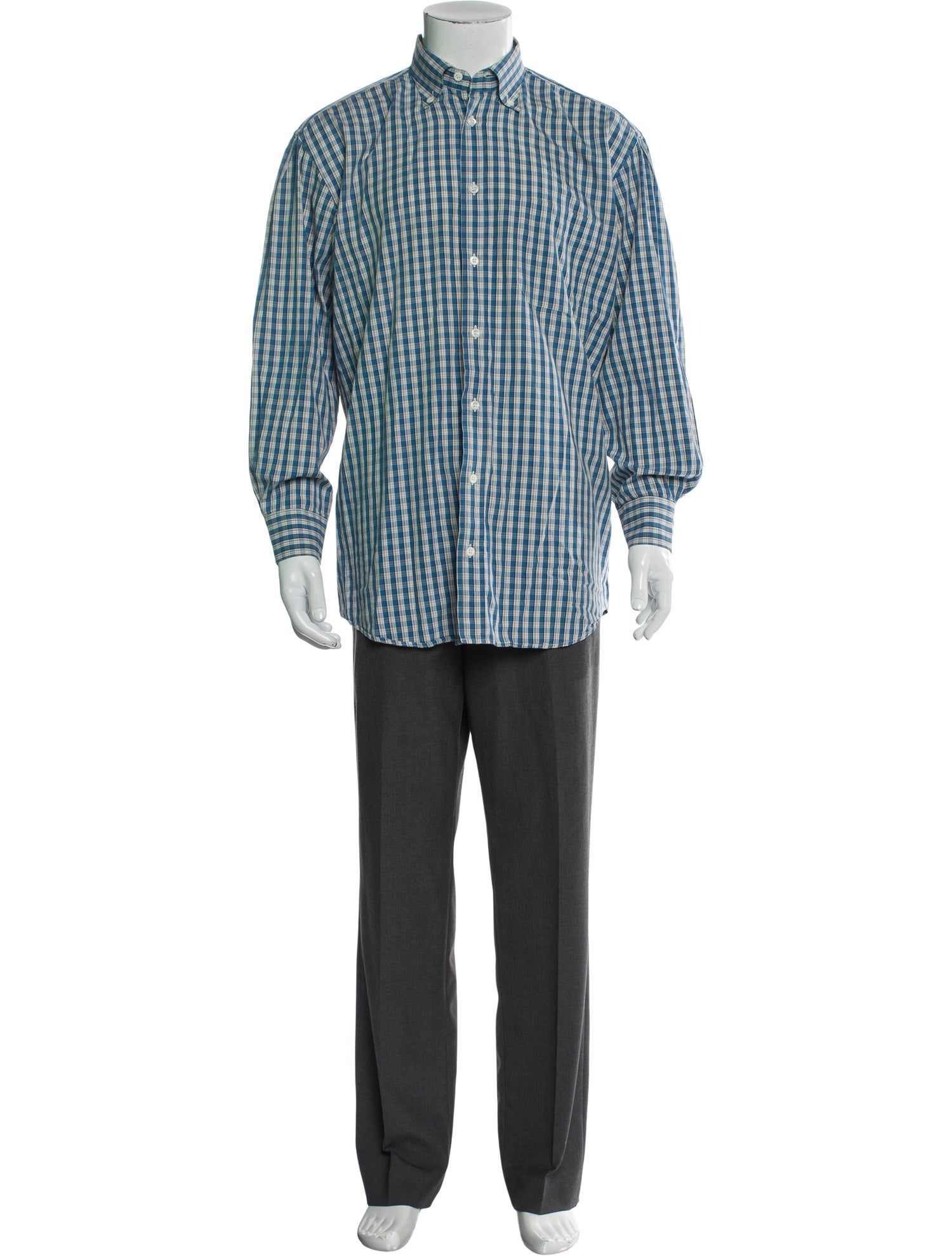 Luciano Barbera Plaid Print Long Sleeve Dress Shirt