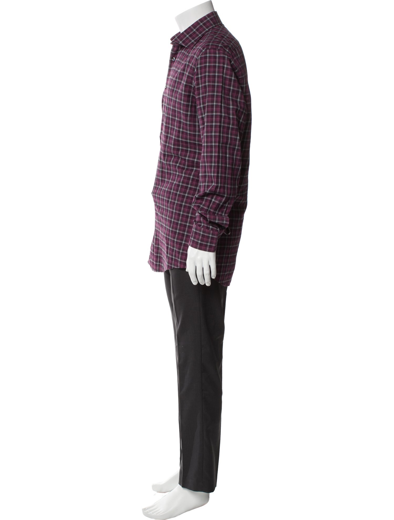 Luciano Barbera Plaid Print Long Sleeve Dress Shirt