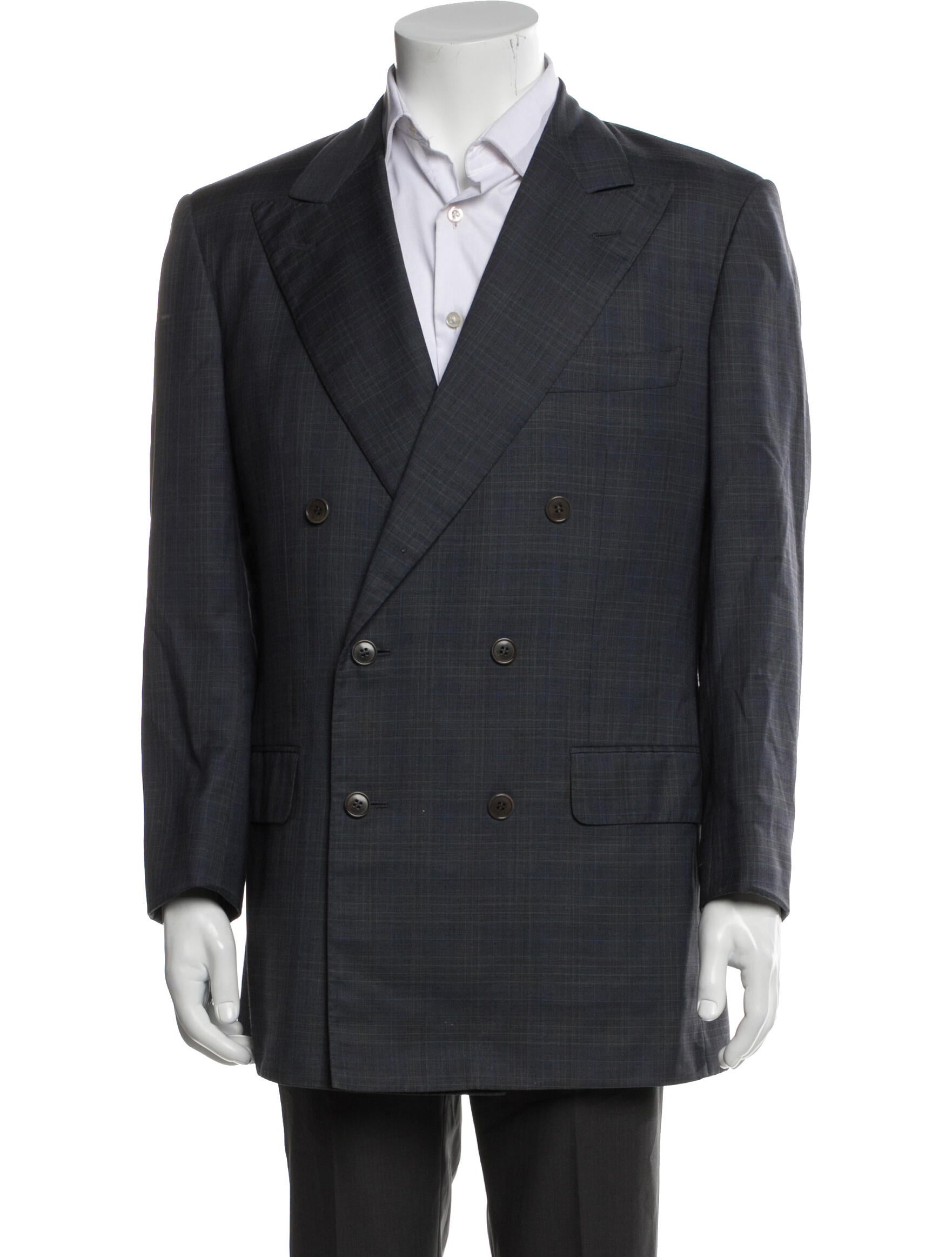 Luciano Barbera Wool Plaid Print Blazer