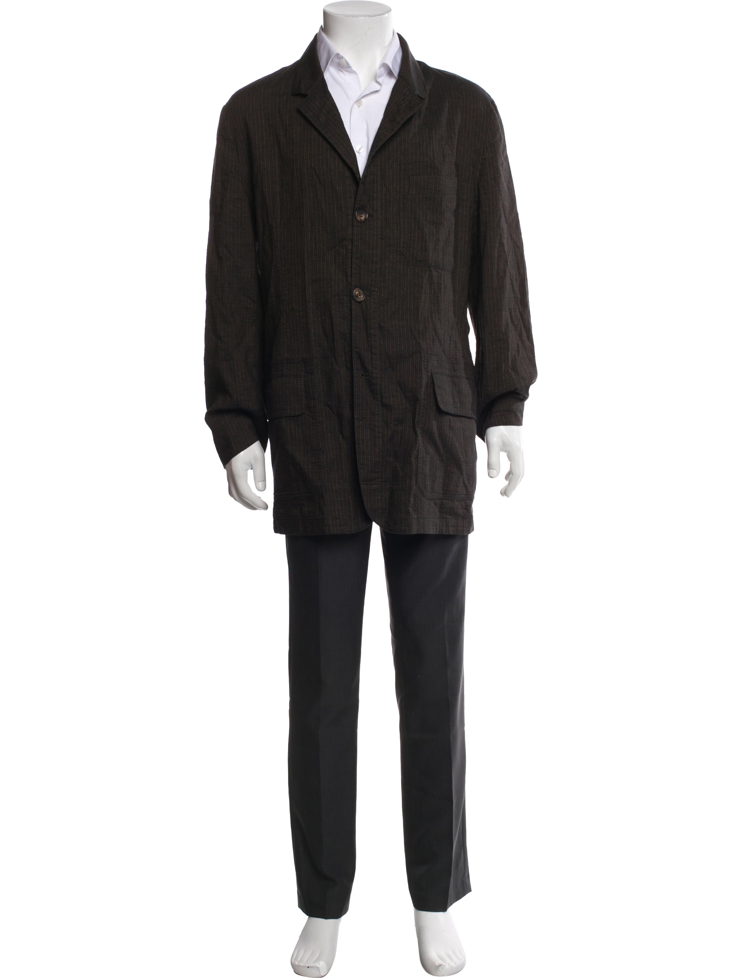 Luciano Barbera Linen Striped Two-Piece Sport Coat