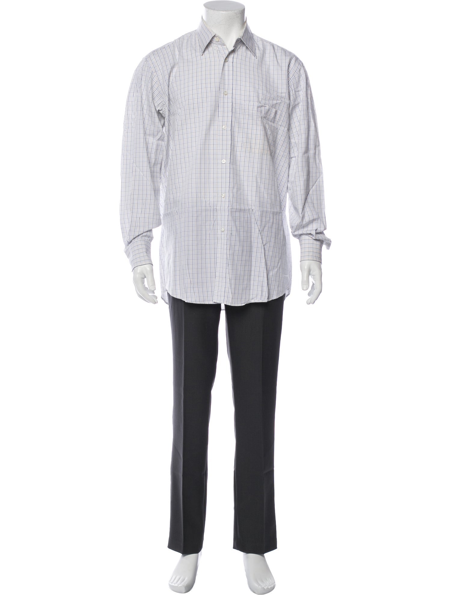 Luciano Barbera Plaid Print Long Sleeve Dress Shirt