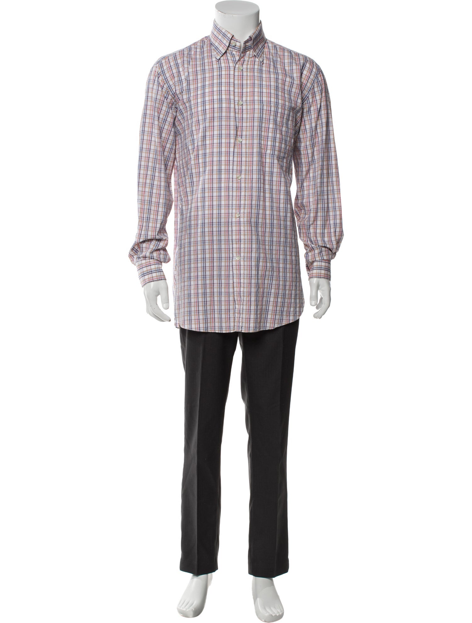 Luciano Barbera Plaid Print Long Sleeve Dress Shirt