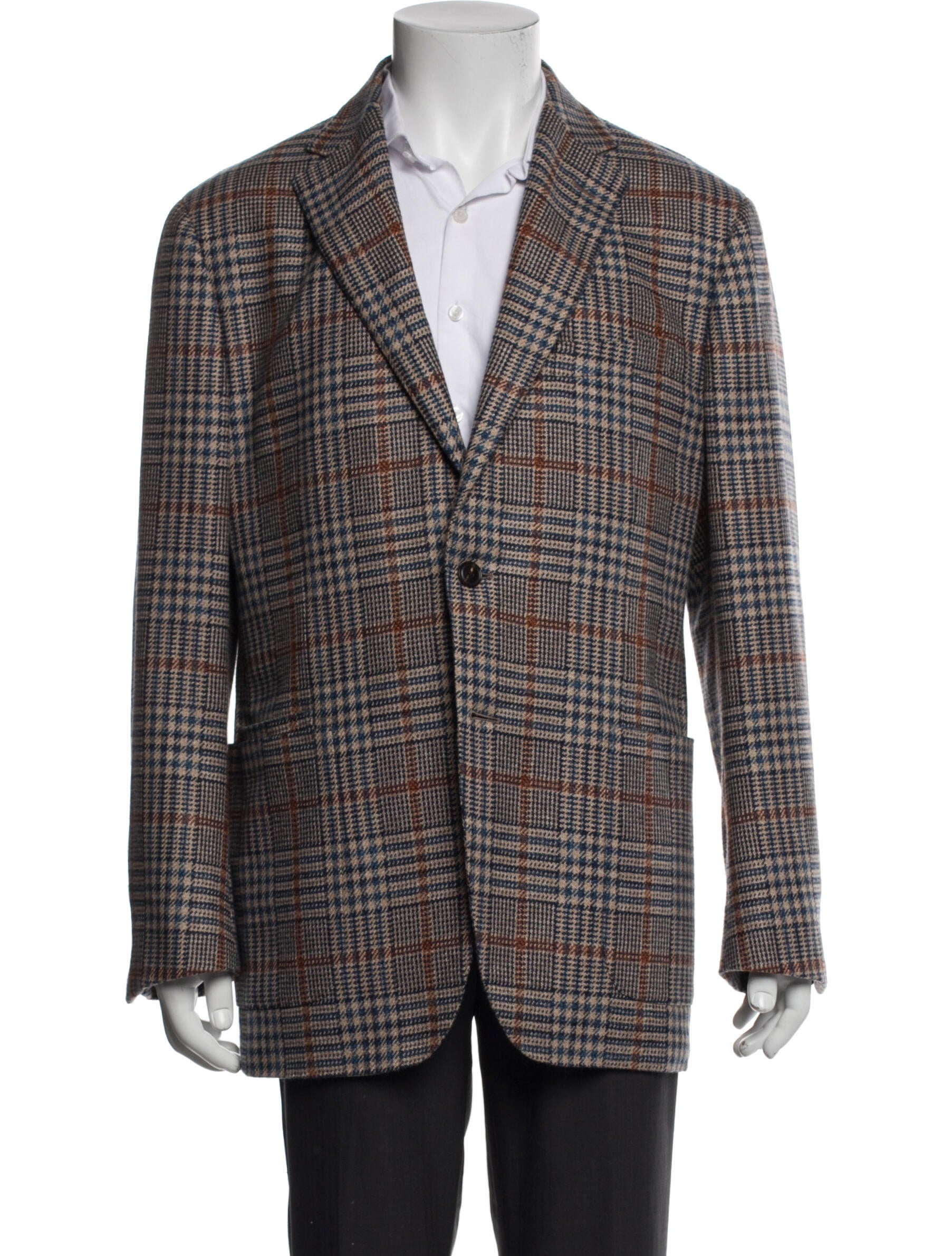 Luciano Barbera Cashmere Plaid Print Blazer