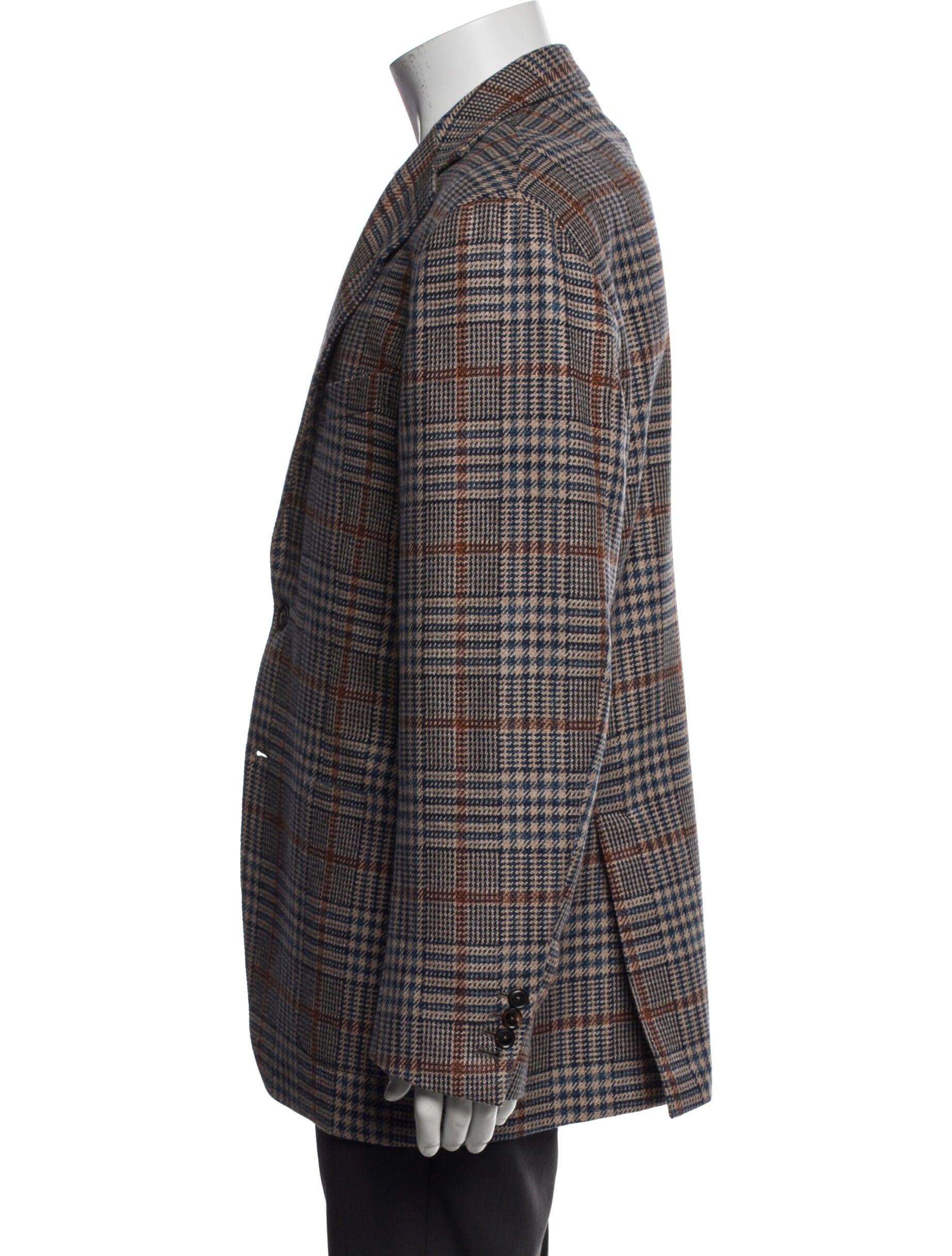 Luciano Barbera Cashmere Plaid Print Blazer