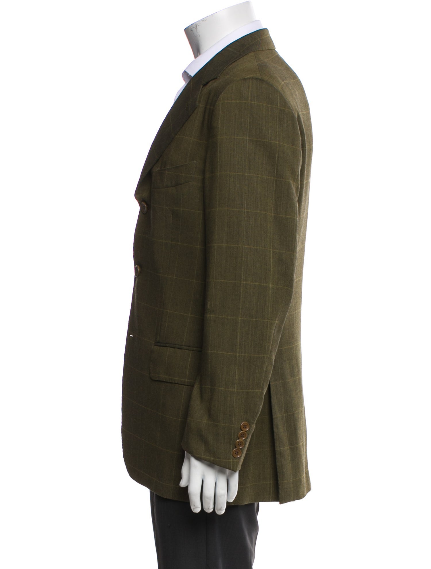 Luciano Barbera Wool Plaid Print Blazer
