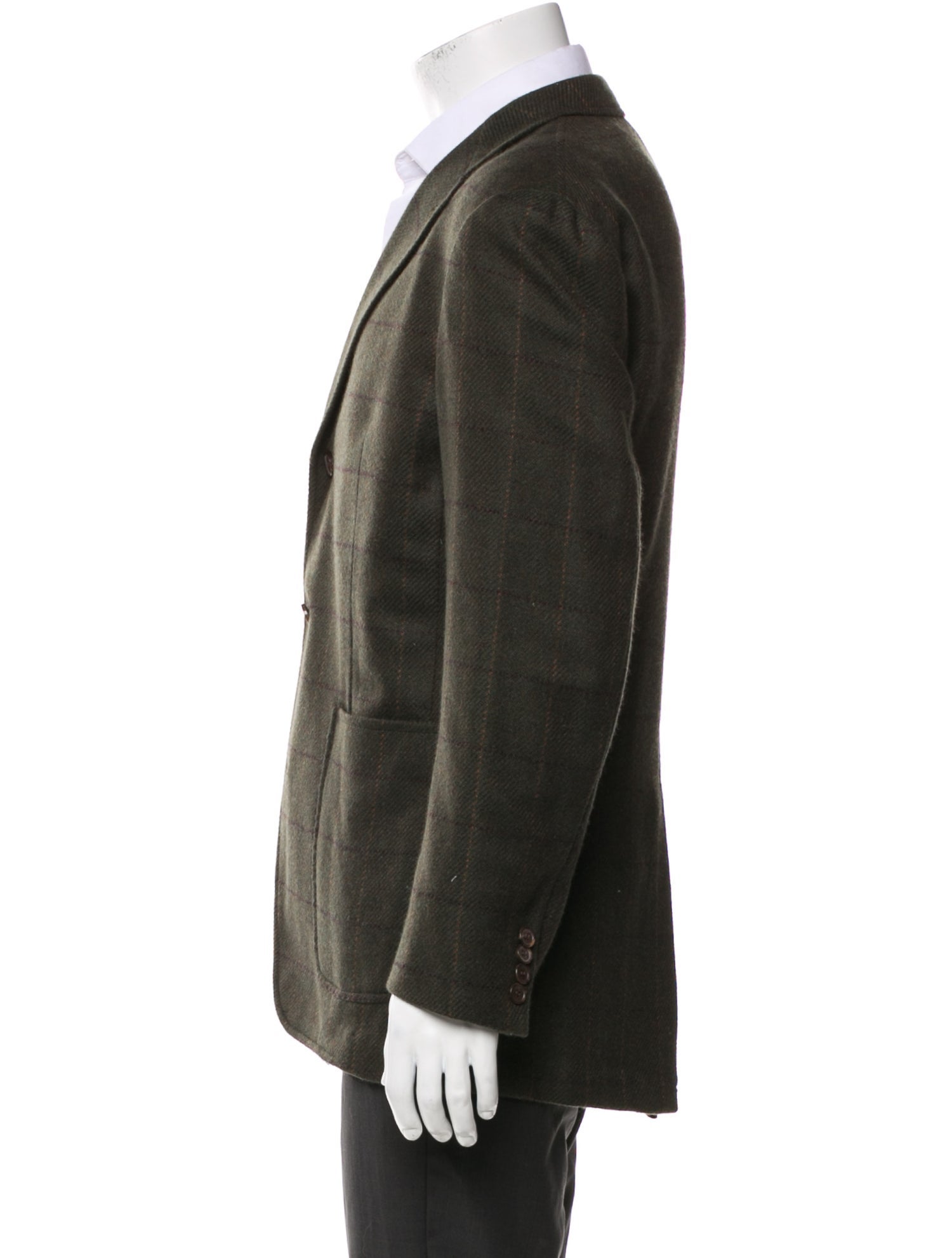 Luciano Barbera Cashmere Plaid Print Peacoat