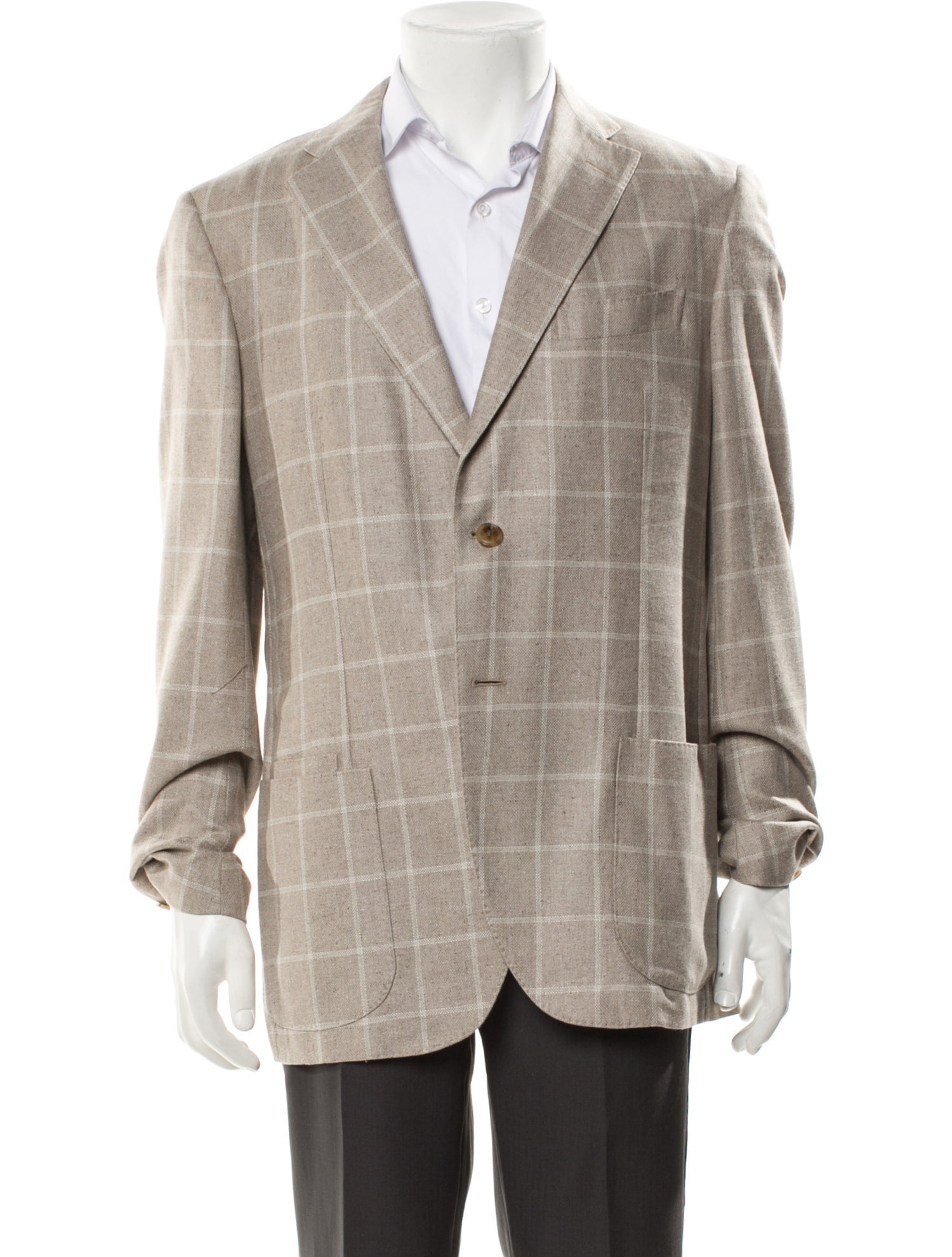 Luciano Barbera Silk Plaid Print Blazer
