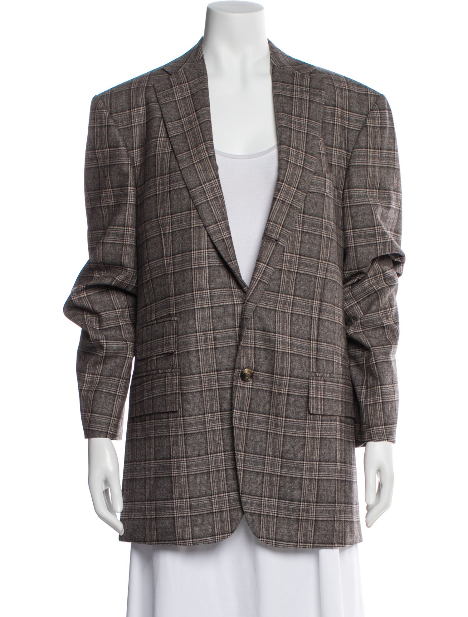 Luciano Barbera Wool Plaid Print Blazer