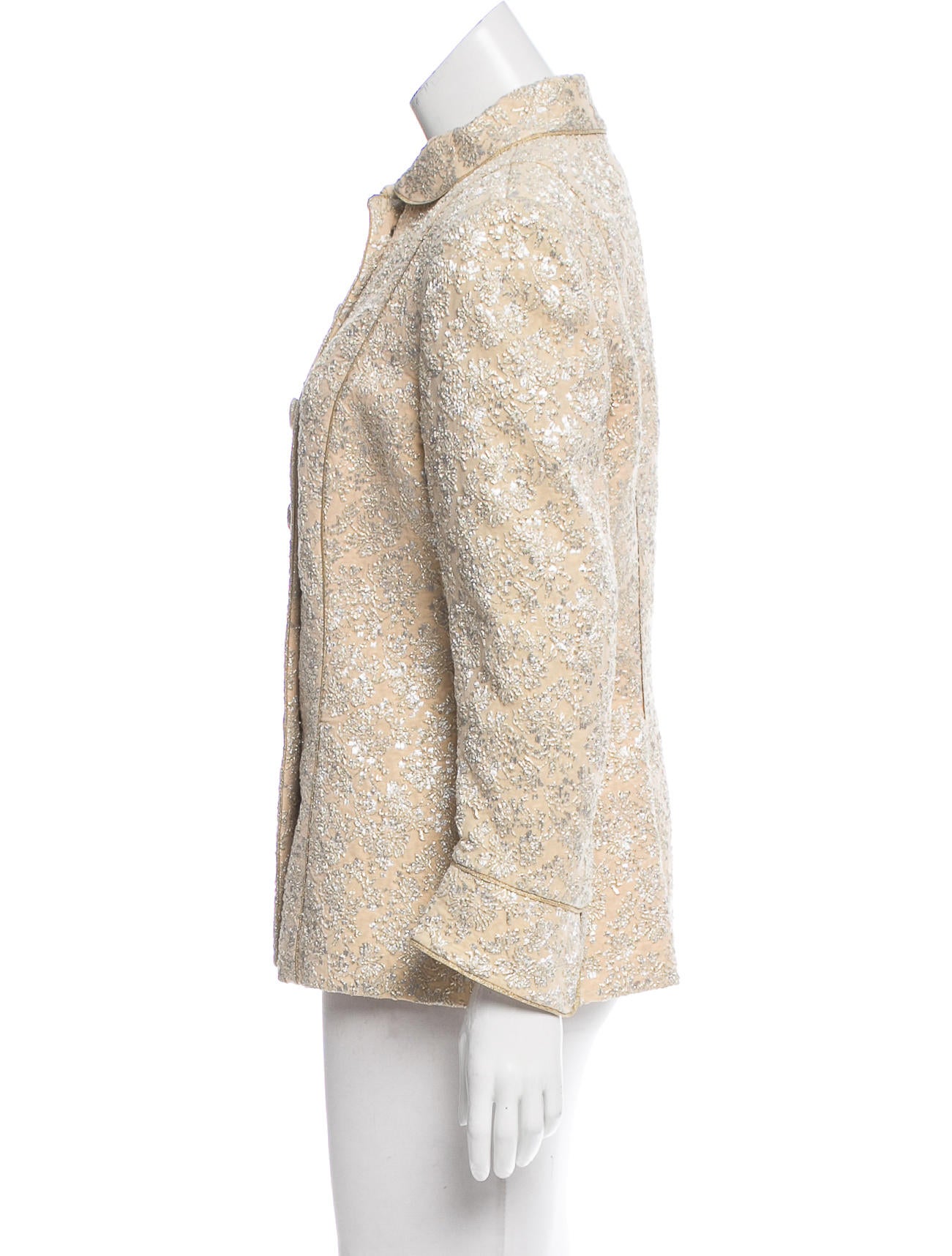 Luisa Beccaria Brocade Evening Jacket Neutrals Jackets, Clothing