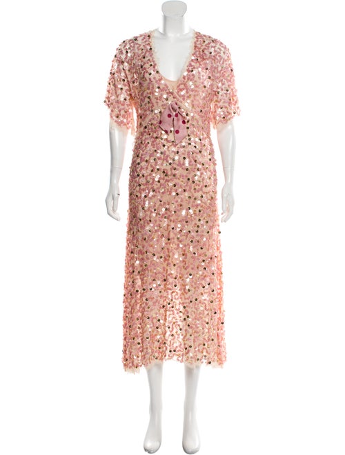 Luisa Beccaria Sequined Maxi Dress Pink