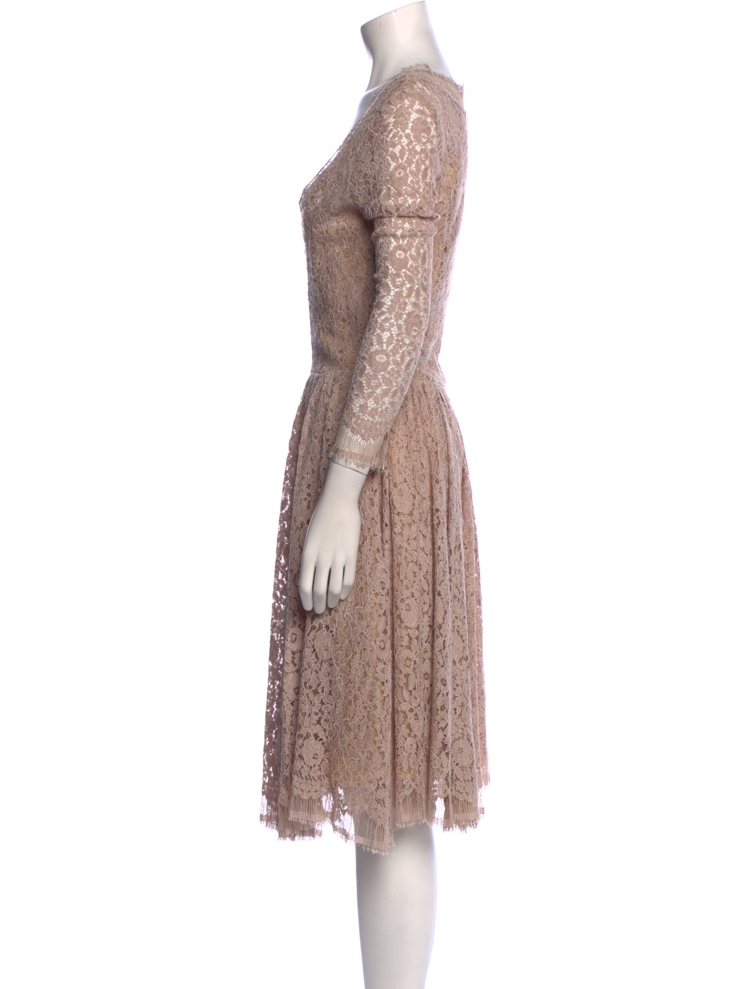 Luisa Beccaria Lace Pattern Midi Length Dress - Neutrals Dresses, Clothing  - LUI21477 | The RealReal