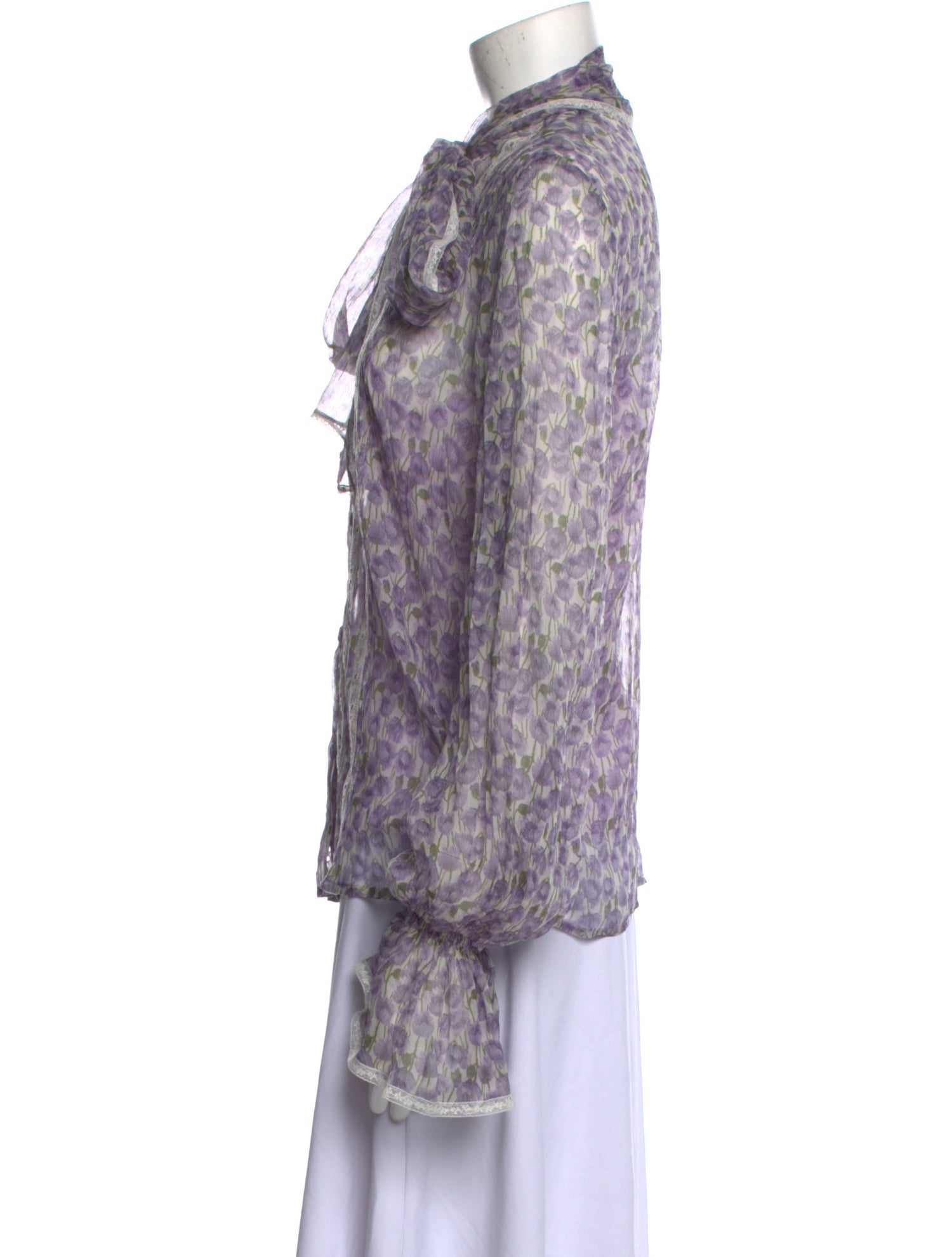 Luisa Beccaria Silk Paisley Print Button-Up Top