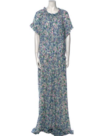 Luisa Beccaria Floral Print Crew Neck Jumpsuit