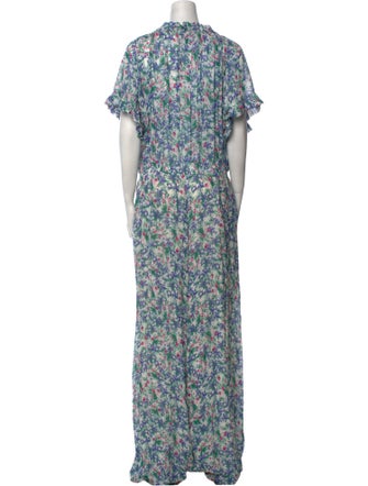 Luisa Beccaria Floral Print Crew Neck Jumpsuit