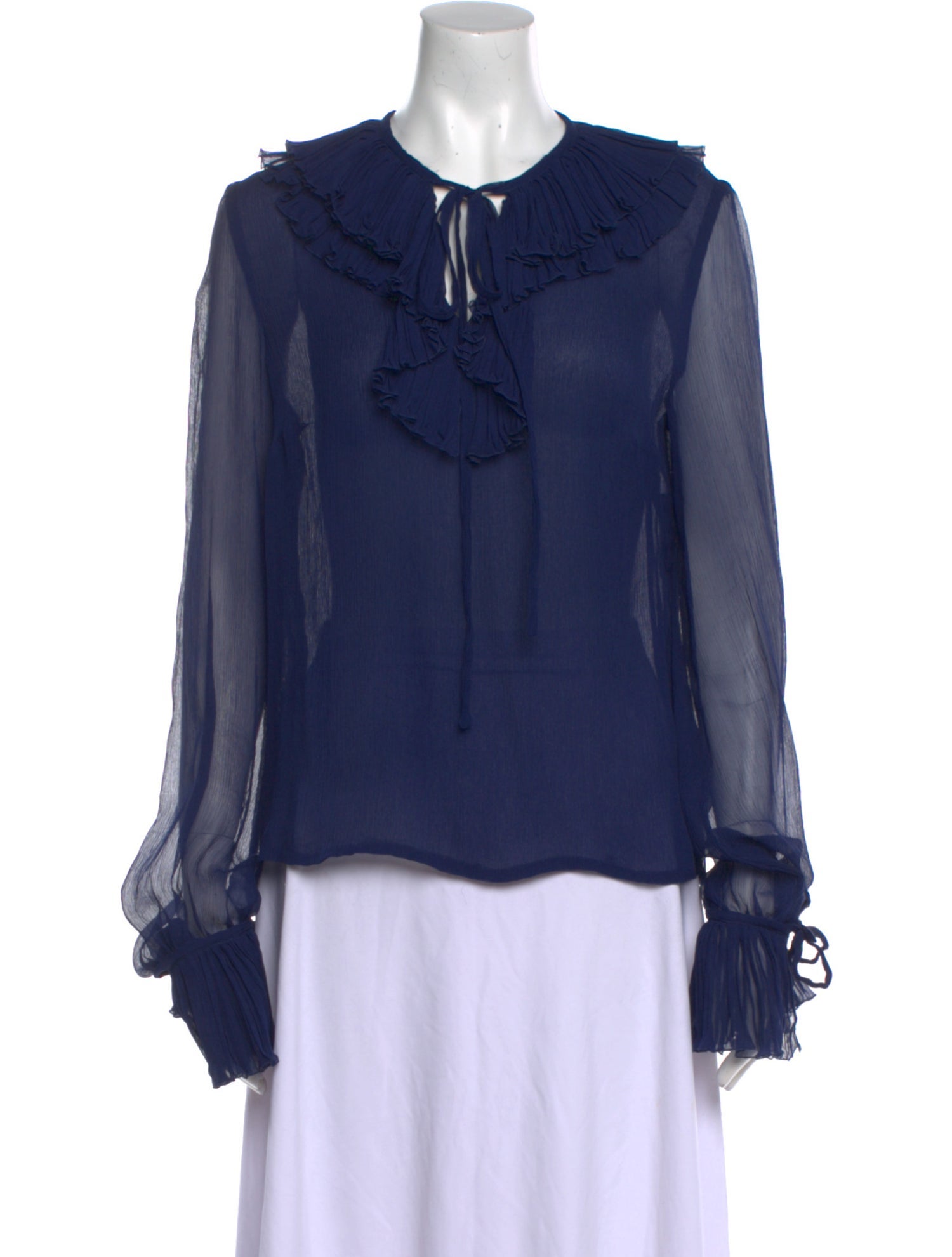 Luisa Beccaria Silk Tie Neck Blouse