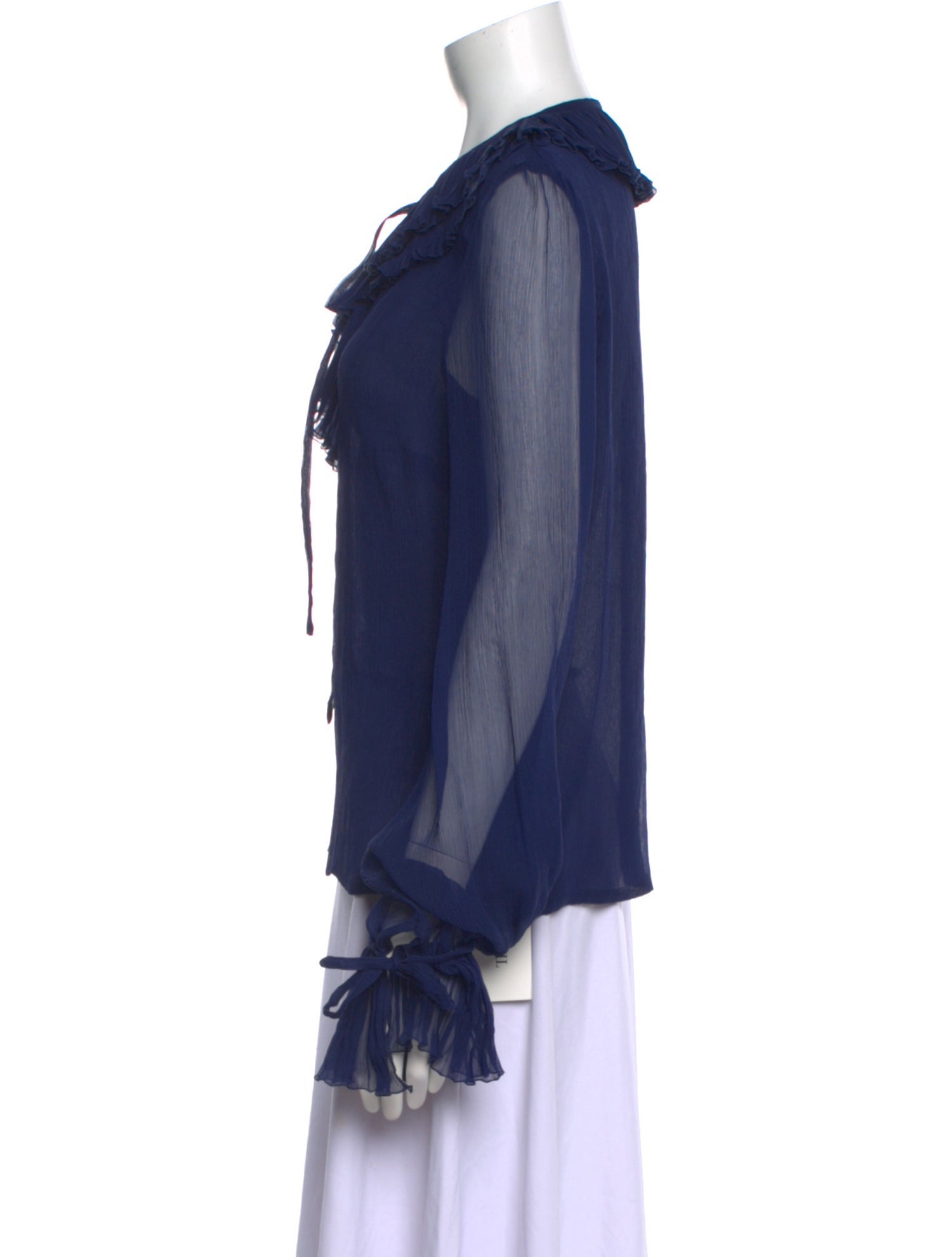 Luisa Beccaria Silk Tie Neck Blouse