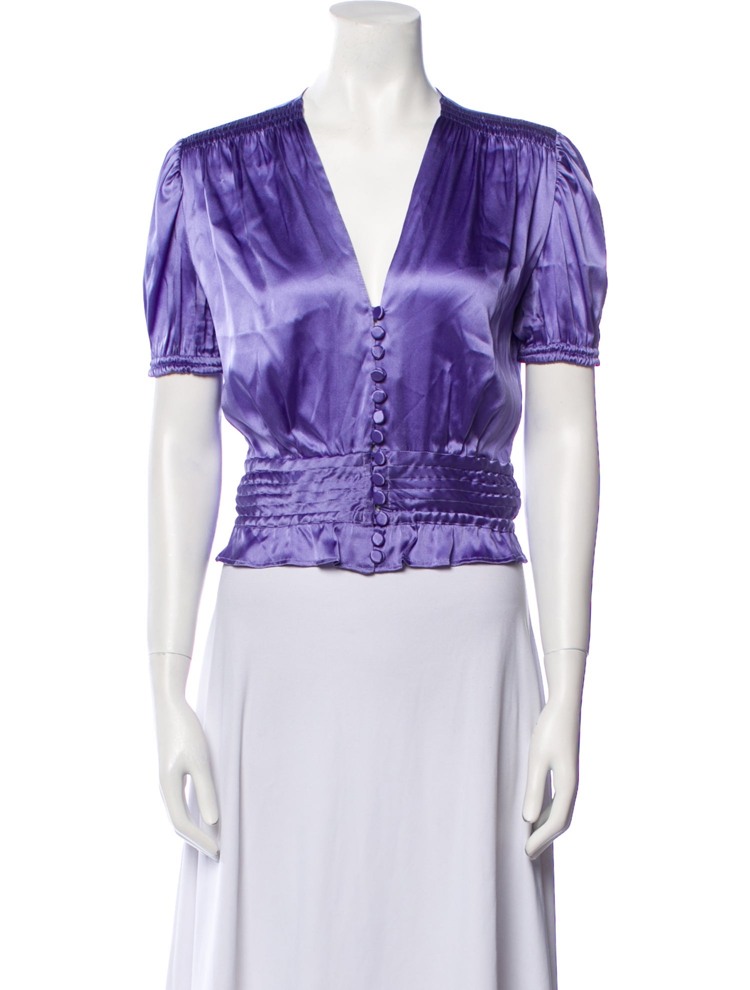 Luisa Beccaria V-Neck Short Sleeve Crop Top