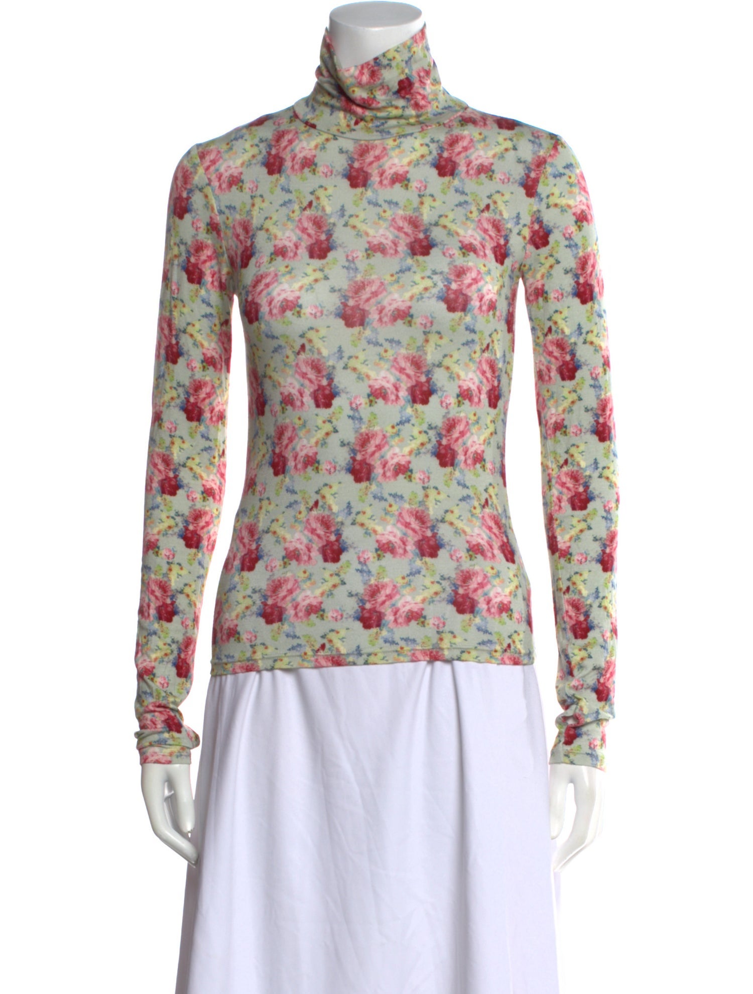 Luisa Beccaria Floral Print Turtleneck Sweatshirt