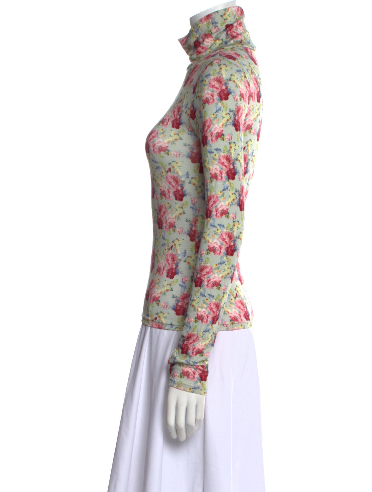 Luisa Beccaria Floral Print Turtleneck Sweatshirt