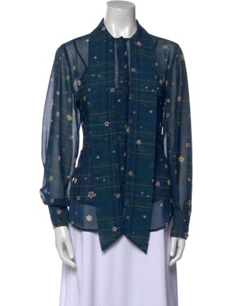 Luisa Beccaria Plaid Print Long Sleeve Button-Up Top