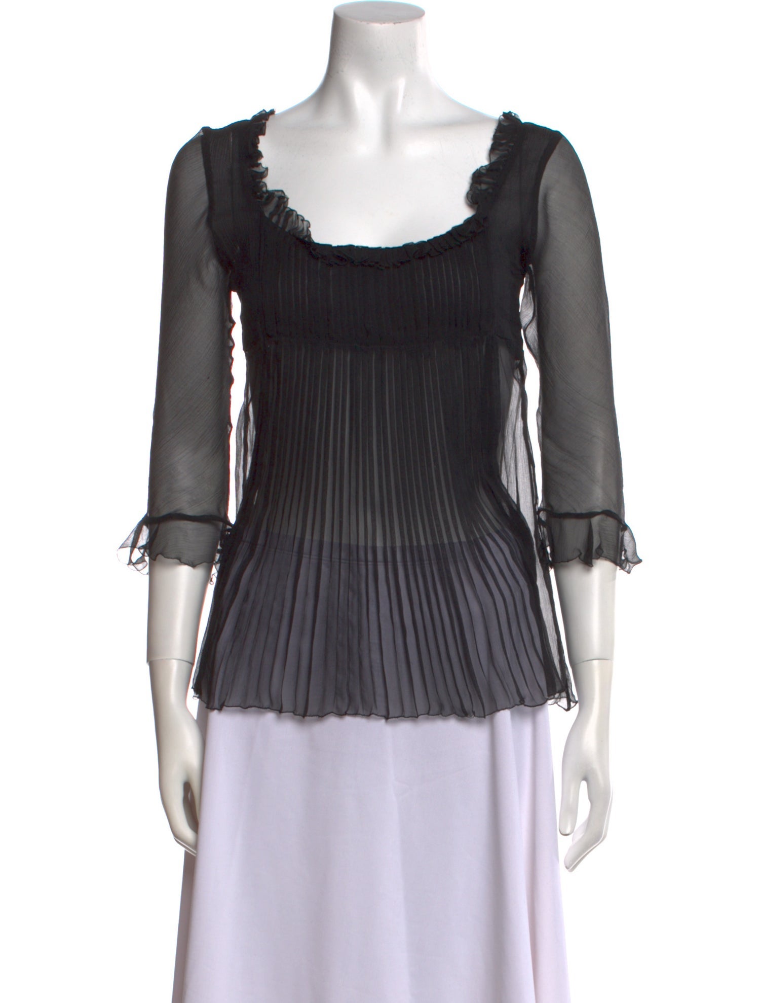 Luisa Beccaria Silk Scoop Neck Blouse