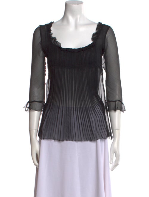 Luisa Beccaria Silk Scoop Neck Blouse