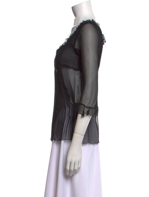 Luisa Beccaria Silk Scoop Neck Blouse