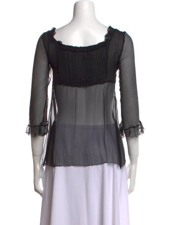 Luisa Beccaria Silk Scoop Neck Blouse