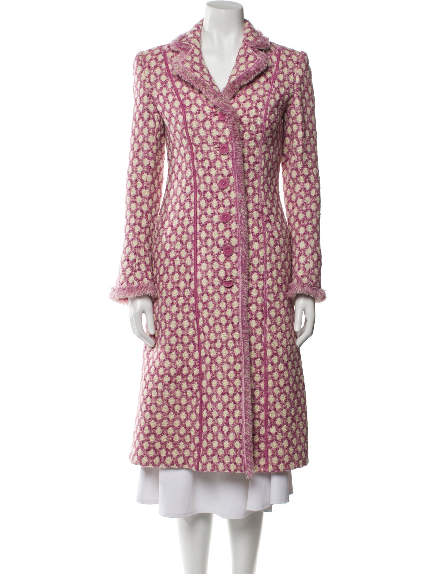 Luisa Beccaria Wool Polka Dot Print Coat