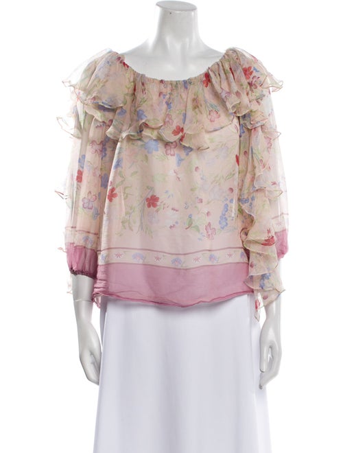 Luisa Beccaria Silk Floral Print Blouse