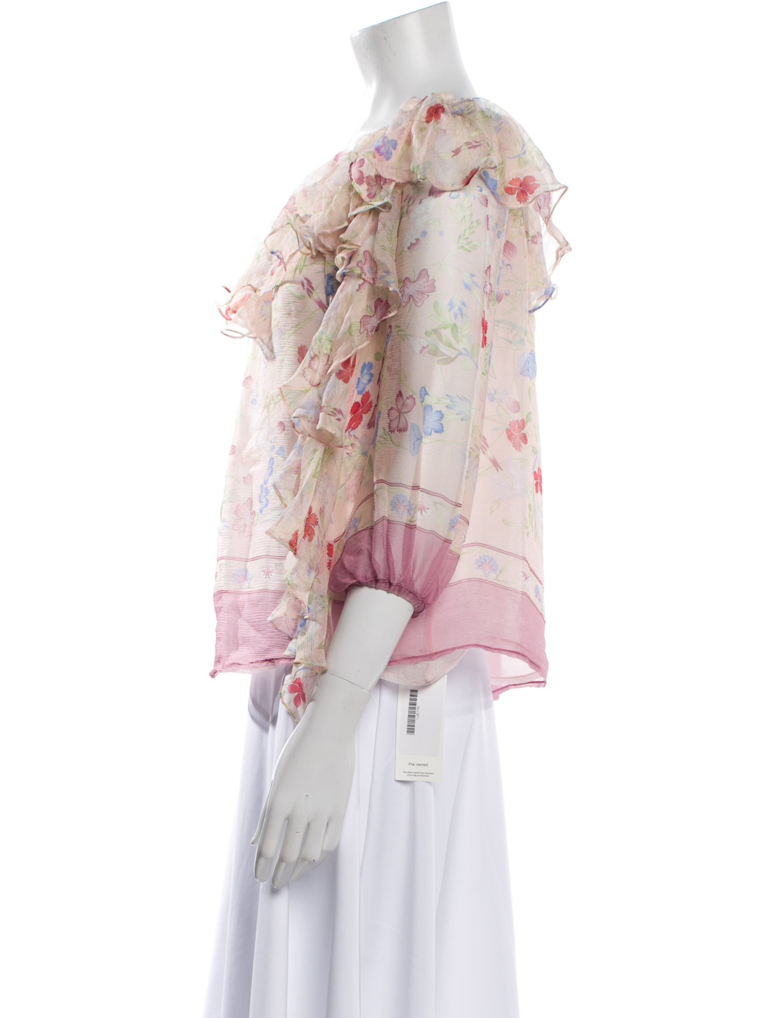 Luisa Beccaria Silk Floral Print Blouse